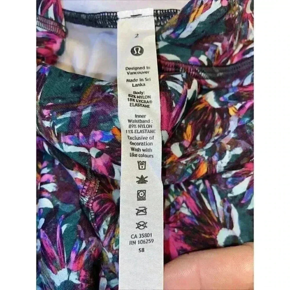 Lululemon Women's Base Pace HR Tight 28" *Fleece 2 Floral Electric Multi Running - Picture 9 of 10